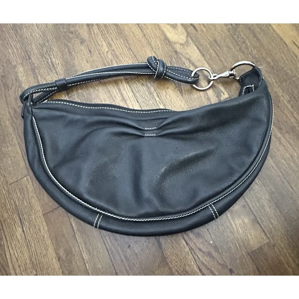 Fossil Harwell Crescent Black Bag ZB1916001 Y2K Shoulder Purse Medium Size